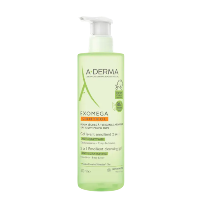 A-DERMA EXOMEGA CONTROL GEL LIMPIADOR EMOLIENTE 2 EN 1 500ML
