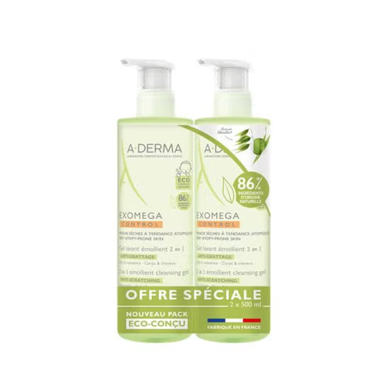 A-DERMA EXOMEGA CONTROL GEL LIMPIADOR EMOLIENTE 2 EN 1 500ML
