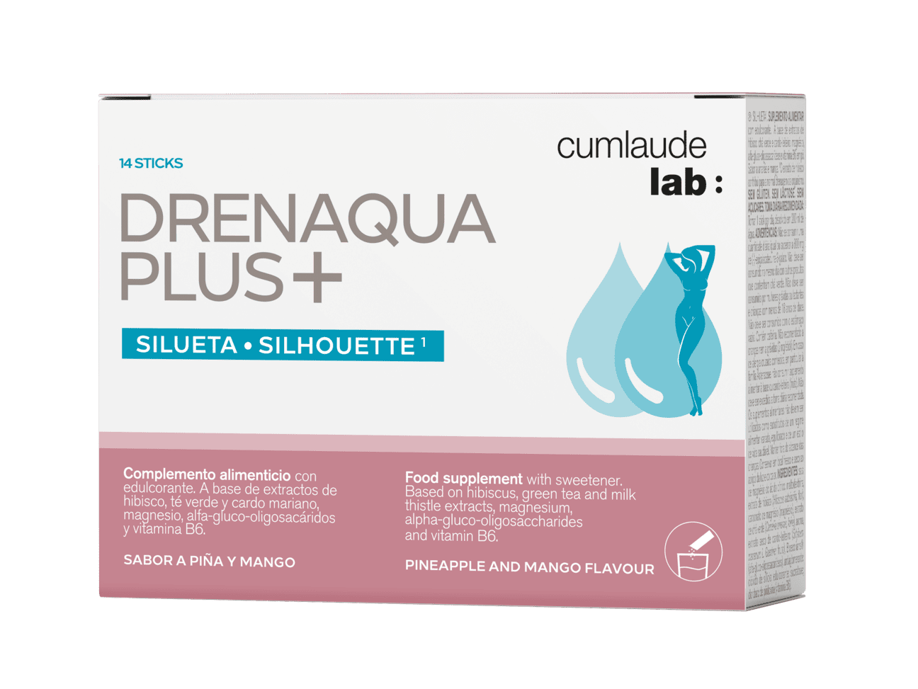 DRENAQUA PLUS+ 14 STICKS 2,88 G SABOR PIÑA CUMLAUDE LAB