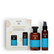 Pack Apivita Hyaluronic Hydra con champú hidratante y acondicionador sin aclarado para cabello seco y encrespado.