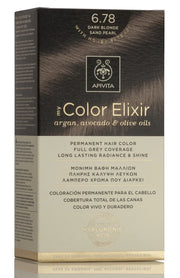 Tinte permanente Apivita My Color Elixir tono 6.78 Rubio Oscuro Cobrizo con aceites naturales para cobertura total de canas.