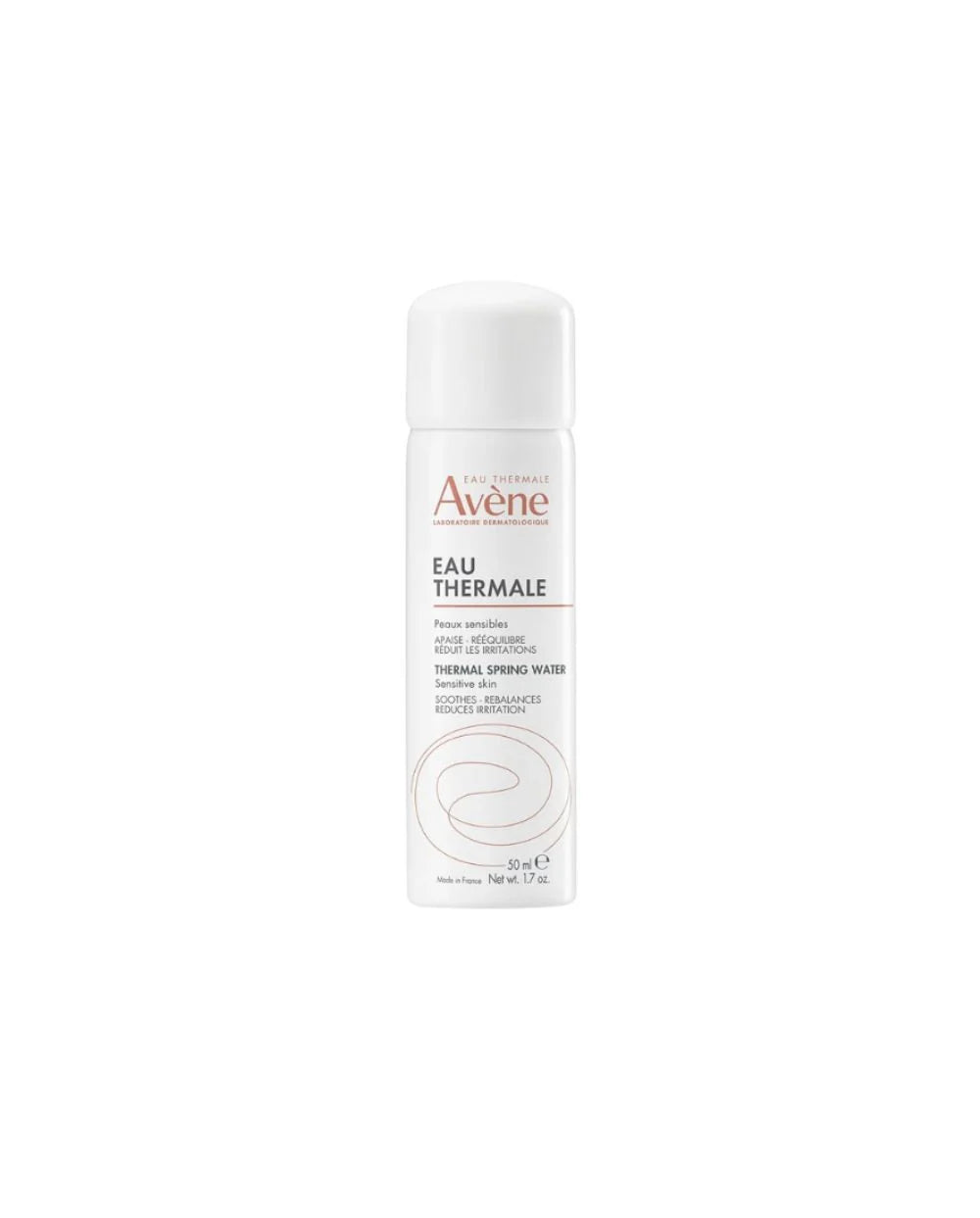 Spray de Agua Termal Avene 50ml para calmar y suavizar pieles sensibles e irritadas, ideal para rojeces. Formato viaje.