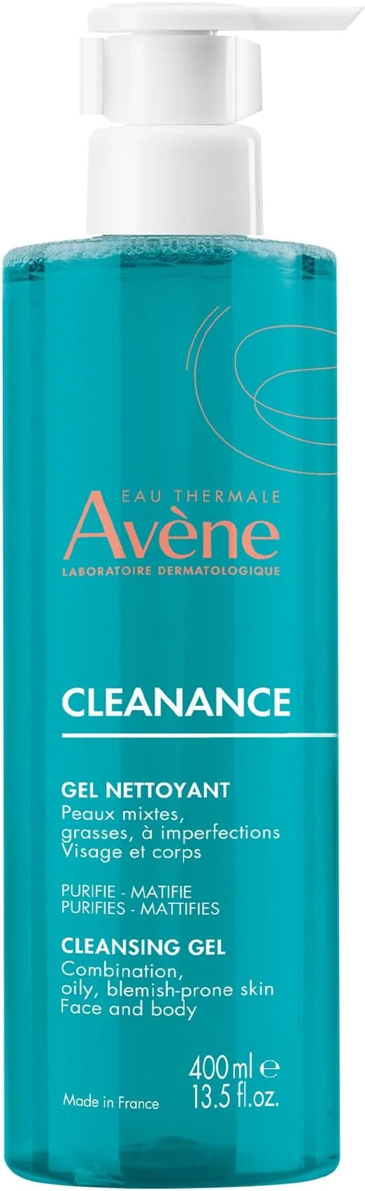 Avene Cleanance Gel Limpiador facial y corporal para piel grasa con imperfecciones 400 ml