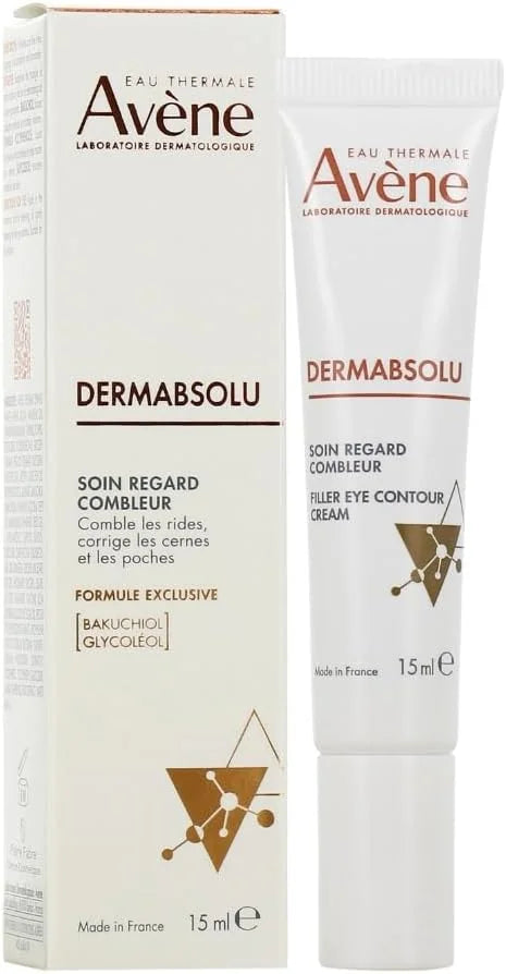 Avene Dermabsolu Contorno de Ojos Rejuvenecedor con aplicador masajeador para bolsas y ojeras. Formato de 15ml.