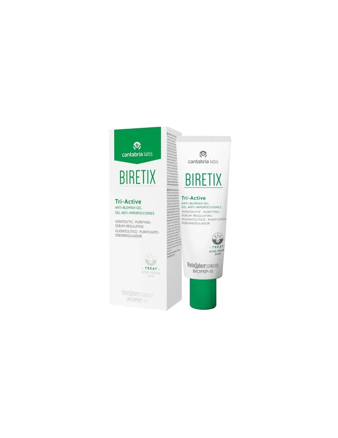 Gel facial Biretix Tri-Active anti-imperfecciones para pieles acneicas, 50 ml