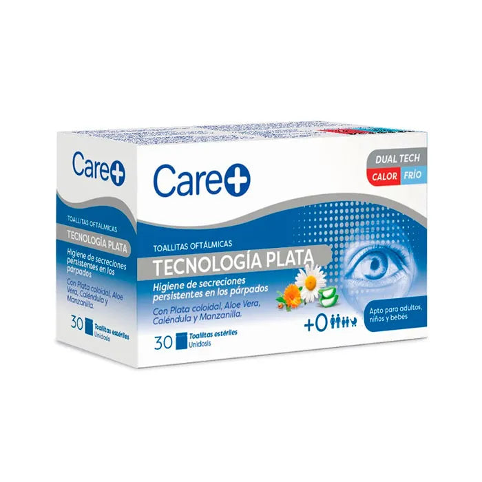 CARE+ TOALLITAS OFTALMICAS TECNOLOGIA PLATA  30 UNIDADES