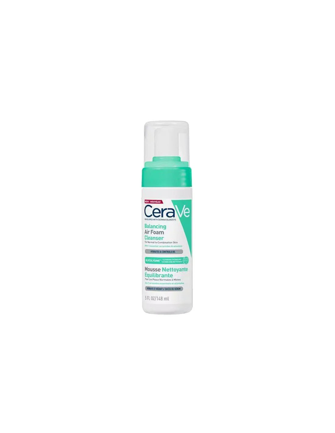 CeraVe Limpiador Air Foam Reequilibrante facial 148ml para pieles grasas y sensibles