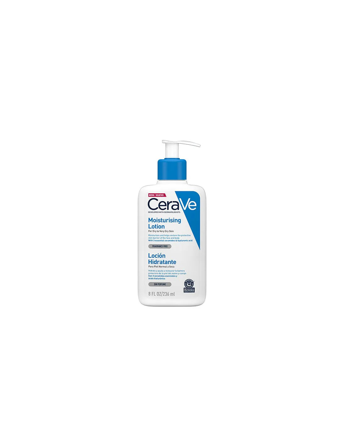 CeraVe Loción Hidratante facial y corporal para piel normal a seca con ceramidas y ácido hialurónico 236ml