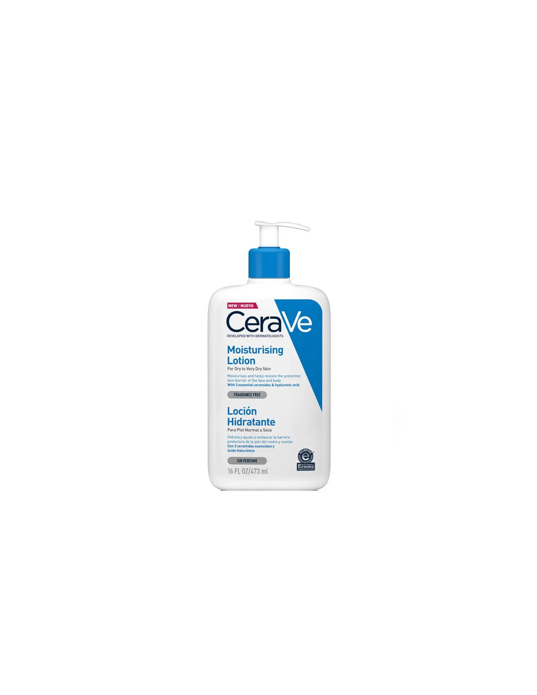 CeraVe Loción Hidratante Facial y Corporal para pieles normales a secas, 473 ml