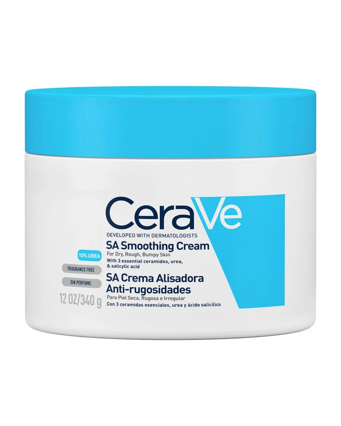 Cerave SA Crema Alisadora Anti-Rugosidades 340g para piel seca y áspera, con queratosis pilaris.