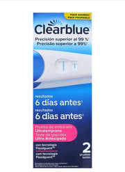 Clearblue Test de Embarazo Ultratemprana, pack de 2 unidades, detecta el embarazo antes de la falta del periodo.