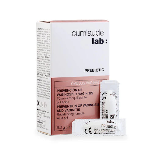 Caja de Cumlaude Lab Prebiotic Óvulos Vaginales, 10 unidades, para restablecer el equilibrio de la flora vaginal y normalizar el pH.