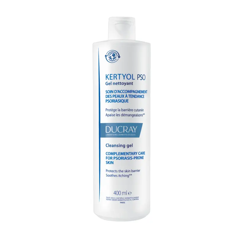 Gel limpiador sobregraso Ducray Kertyol PSO para piel extremadamente seca con psoriasis 400ml