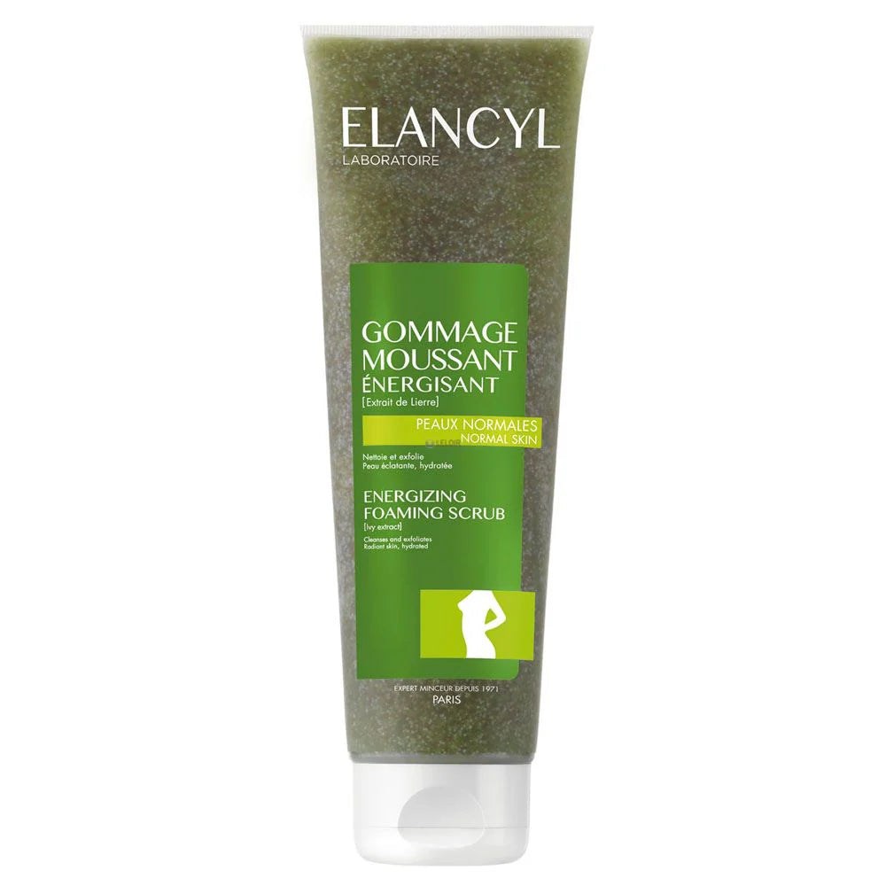 Elancyl Gel Exfoliante Tonificante Corporal con microgránulos de albaricoque y hiedra para piel firme y sin células muertas.