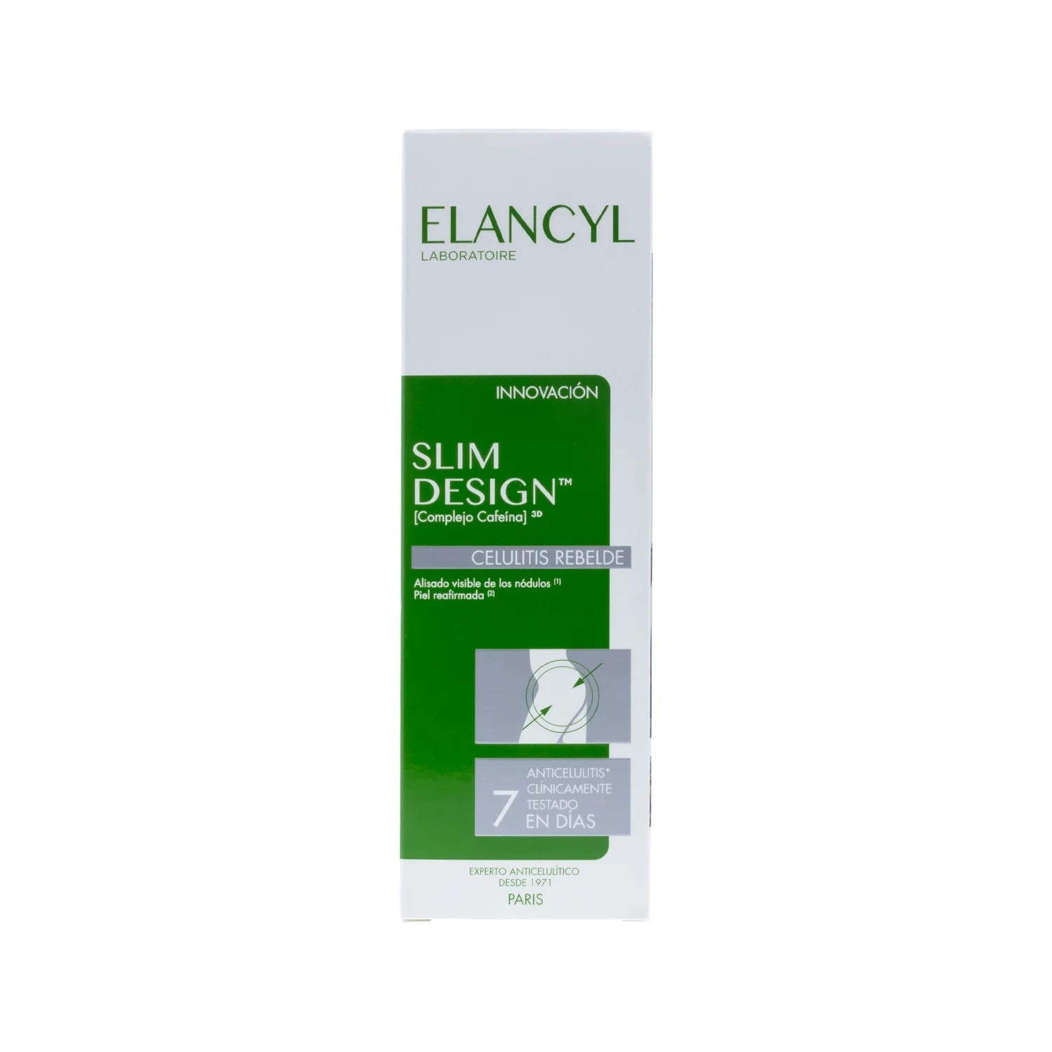 Envase de Elancyl Slim Design, crema anticelulítica intensiva de 200 ml para reducir piel de naranja y mejorar la firmeza de la piel.