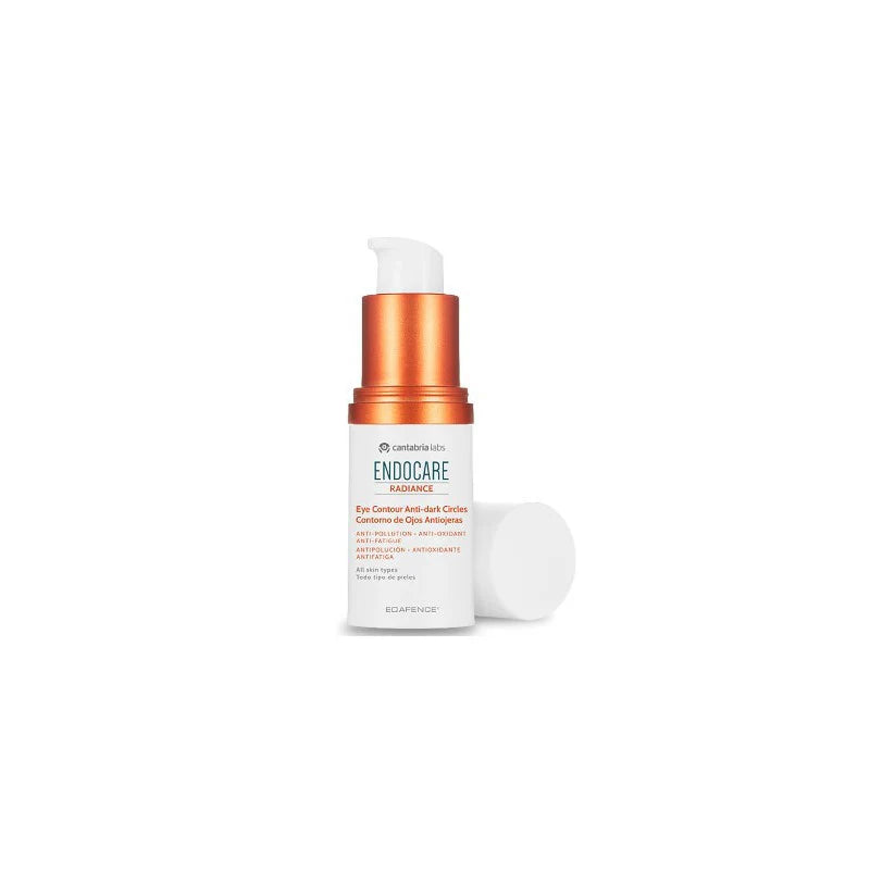 Endocare Radiance Contorno de Ojos Antiojeras 15 ml, crema para reducir bolsas, ojeras y arrugas, con protección urbana para piel sensible.