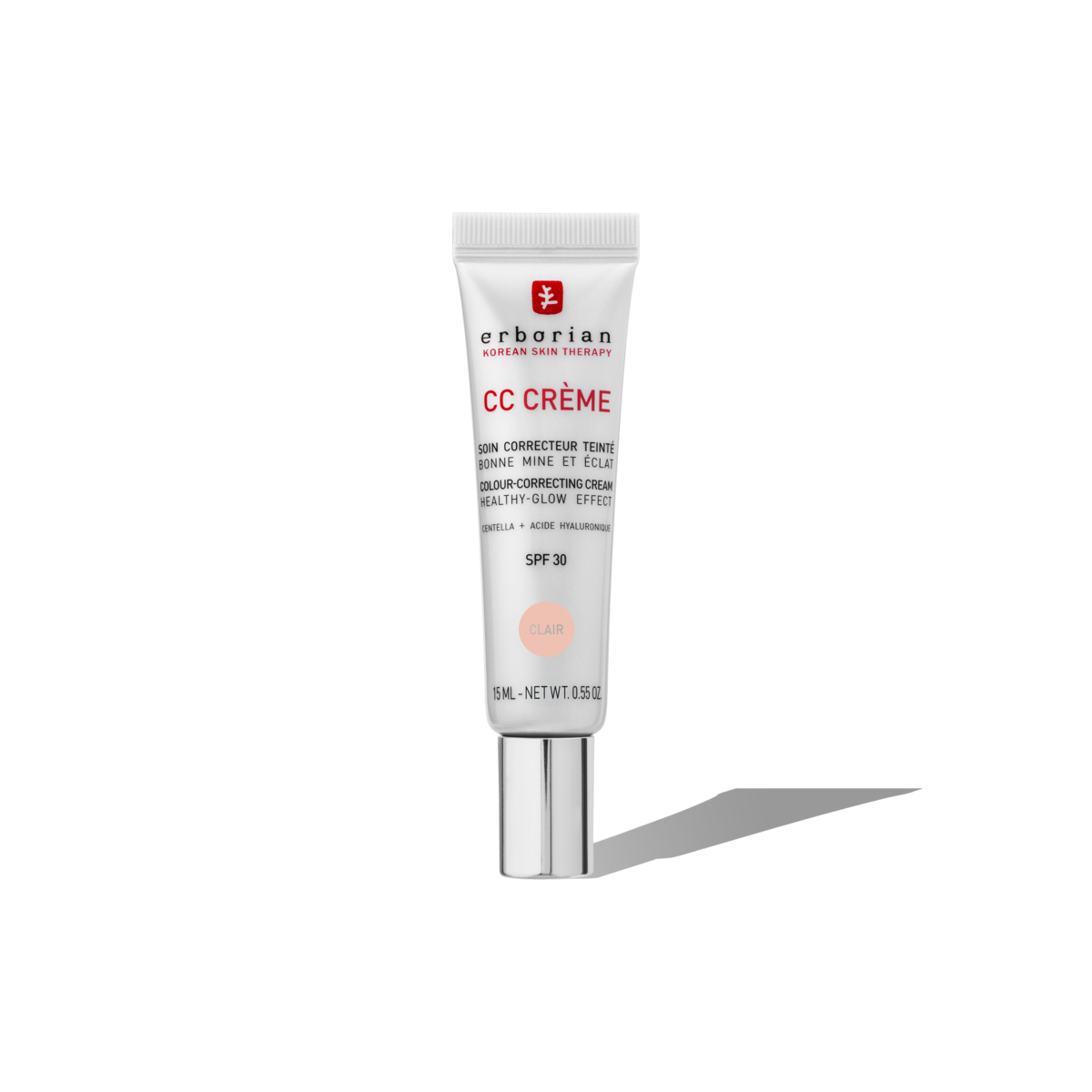Tubo de 15 ml de Erborian CC Crème Clair crema iluminadora unificadora del tono con SPF 30.