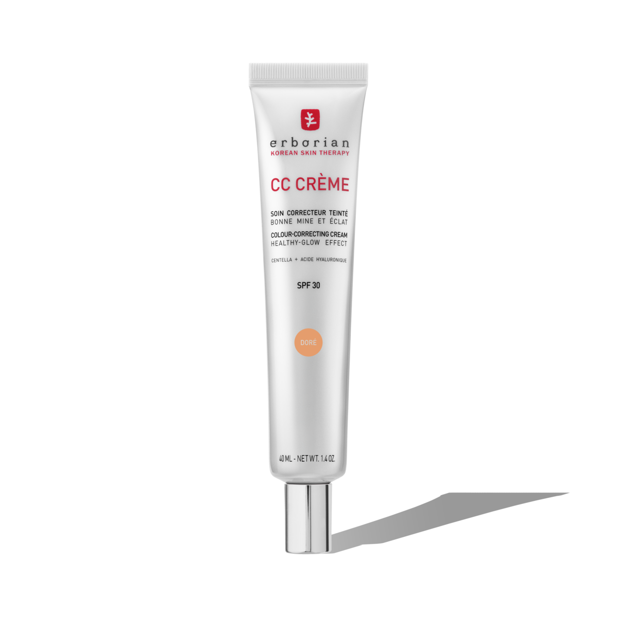 Tubo de 40 ml de Erborian CC Crème Dore crema iluminadora unificadora del tono con SPF 30.