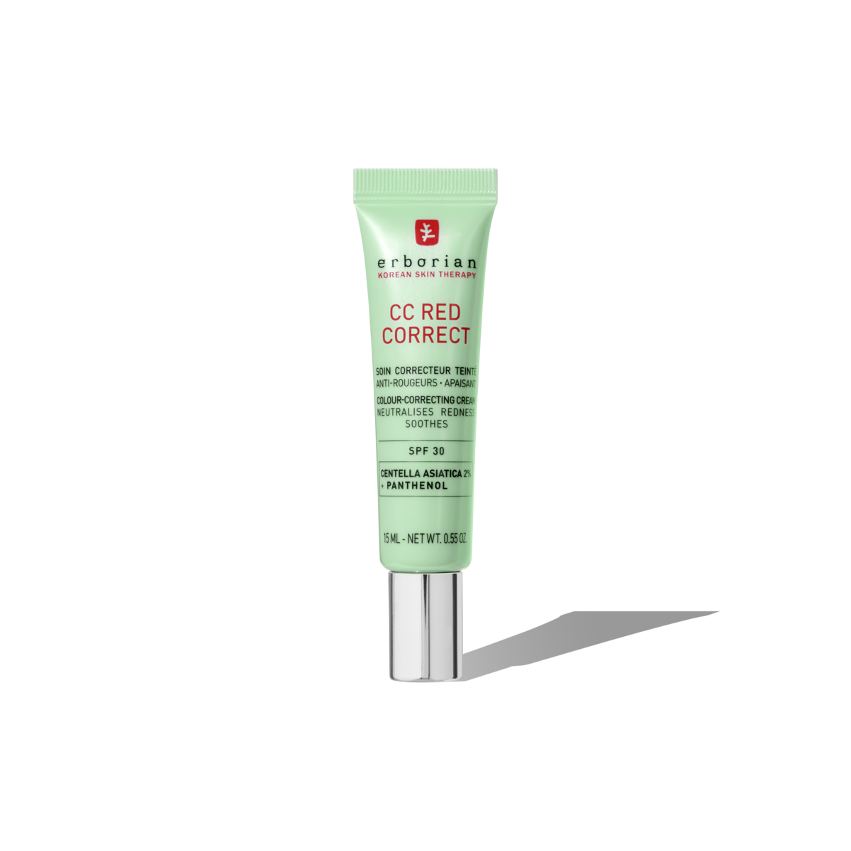 Tubo de 15 ml de Erborian CC Red Correct crema correctora de rojeces con color y SPF 30.