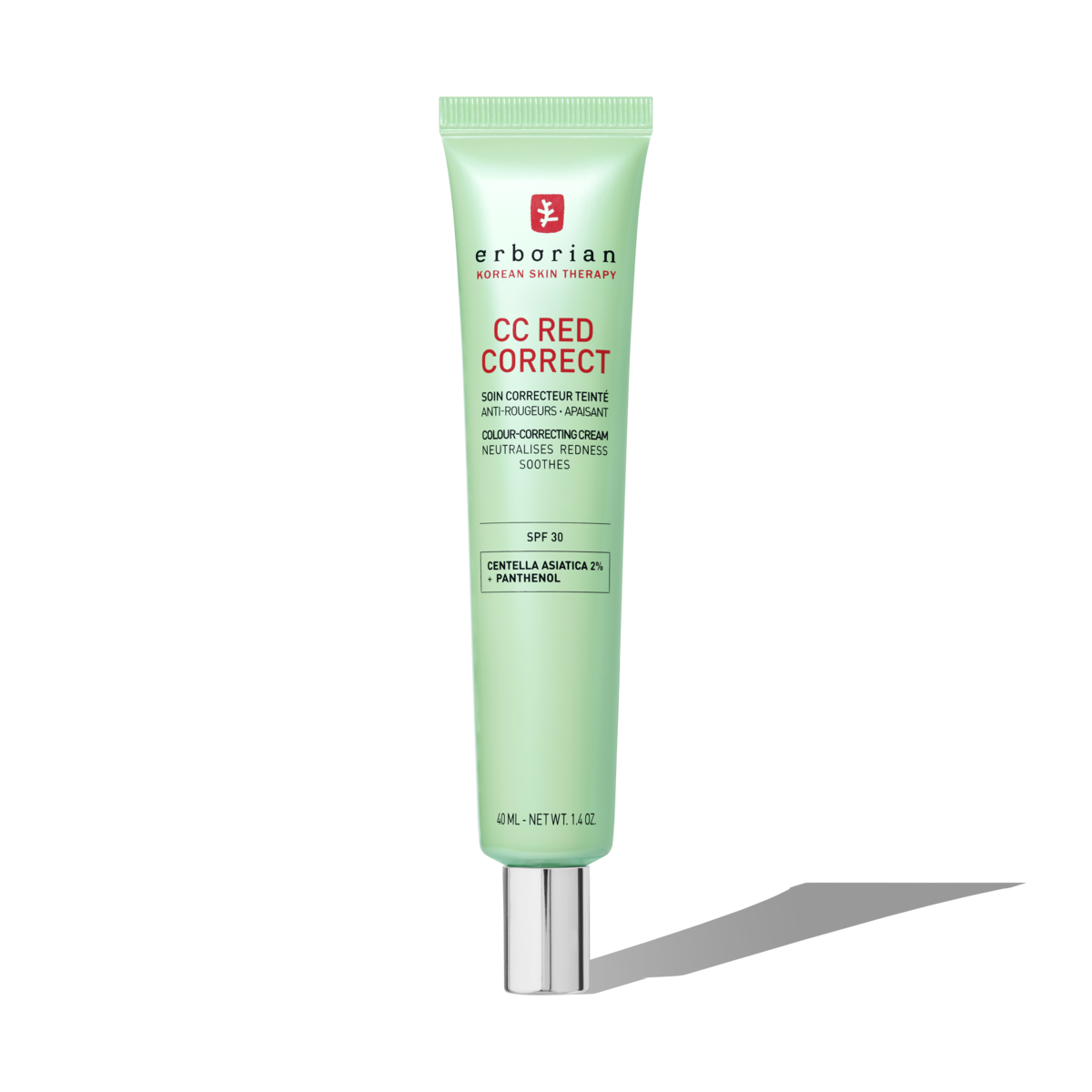Tubo de 40 ml de Erborian CC Red Correct crema correctora de rojeces con color y SPF 30.
