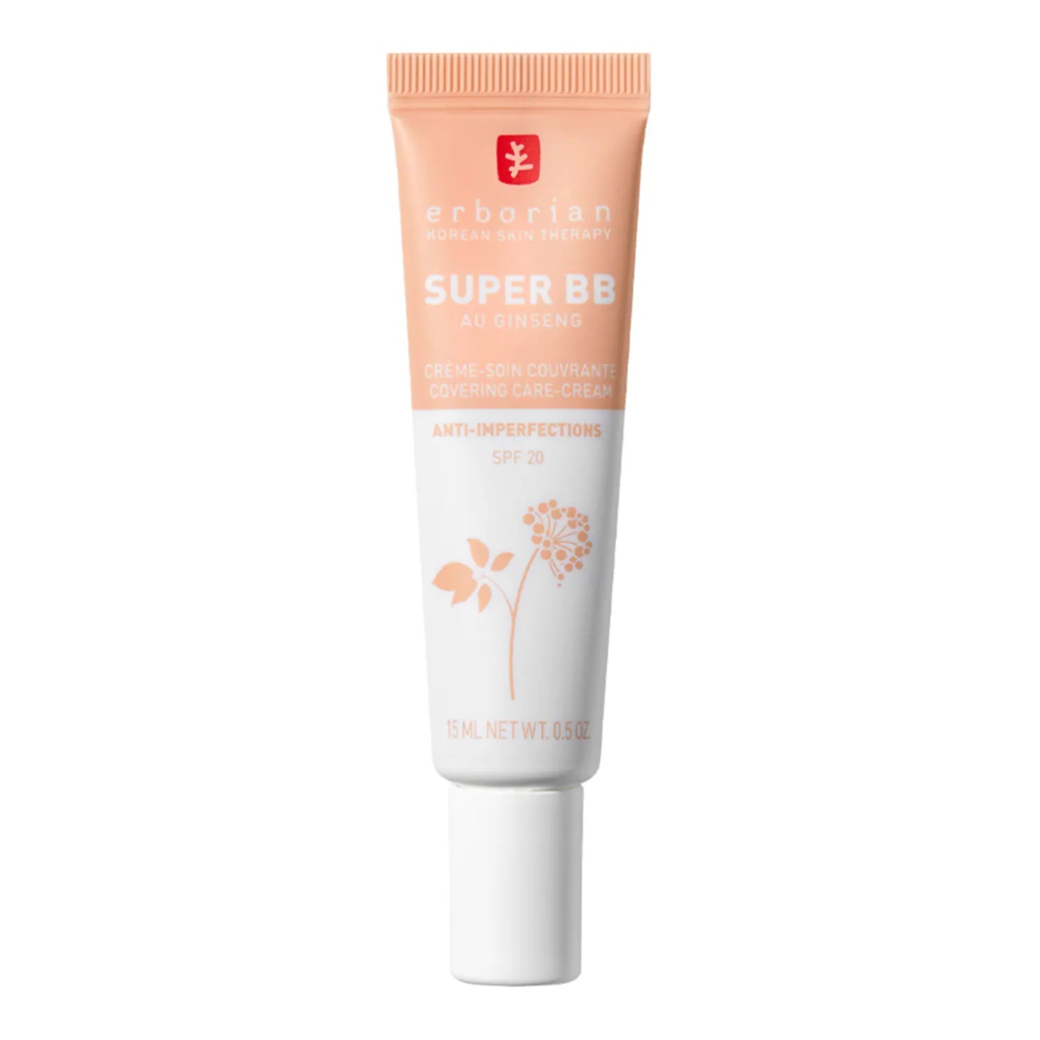 Crema Erborian Super BB Nude de alta cobertura con Ginseng y Niacinamida para pieles con imperfecciones y protección SPF 20.