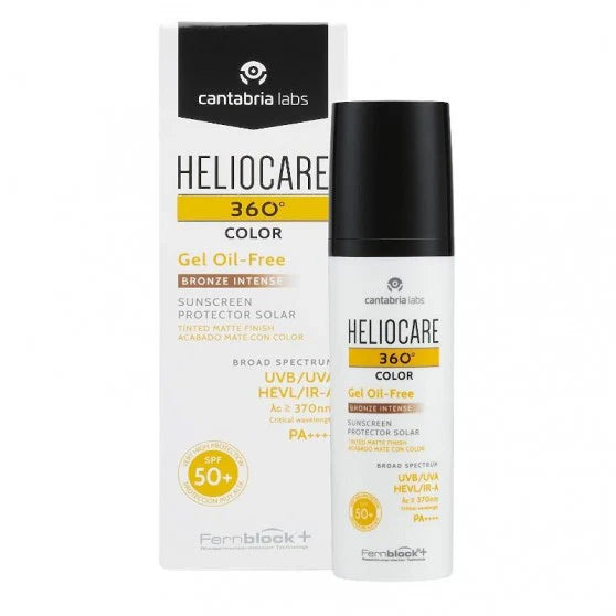 Fotoprotector facial Heliocare 360 Gel Oil-Free Bronze Intenso SPF 50+ para piel mixta-grasa con acabado bronceado natural 50ml