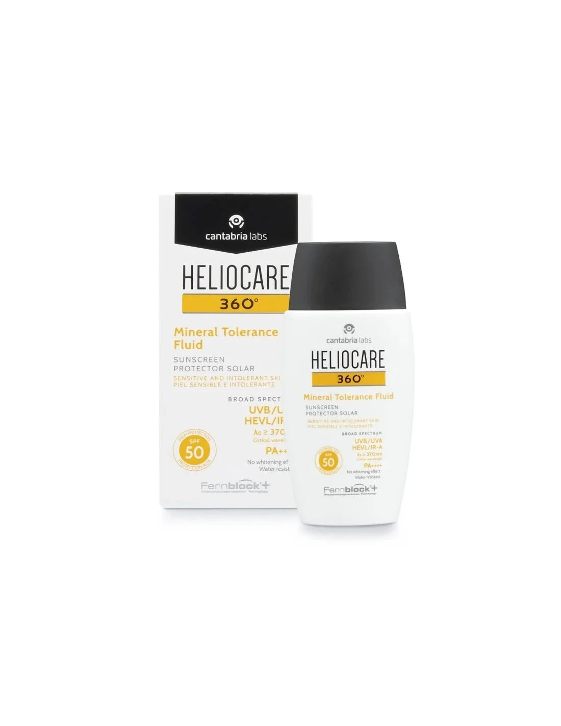 Heliocare 360 Mineral Tolerance Fluid Protector Solar SPF 50 para piel sensible. Formato de 50ml.
