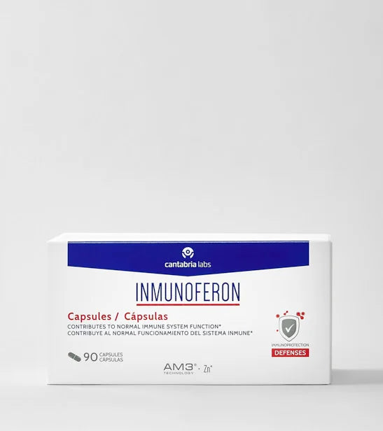 Caja de Inmunoferon 90 cápsulas, suplemento nutricional de Cantabria Labs para el sistema inmunitario