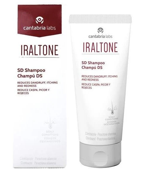 Champú dermatológico Iraltone DS para el tratamiento de dermatitis seborreica del cuero cabelludo, 200 ml.