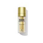 Frasco de 30 ml de Isdinceutics Melaclear, sérum facial antimanchas con potentes activos despigmentantes para un tono de piel uniforme y radiante.