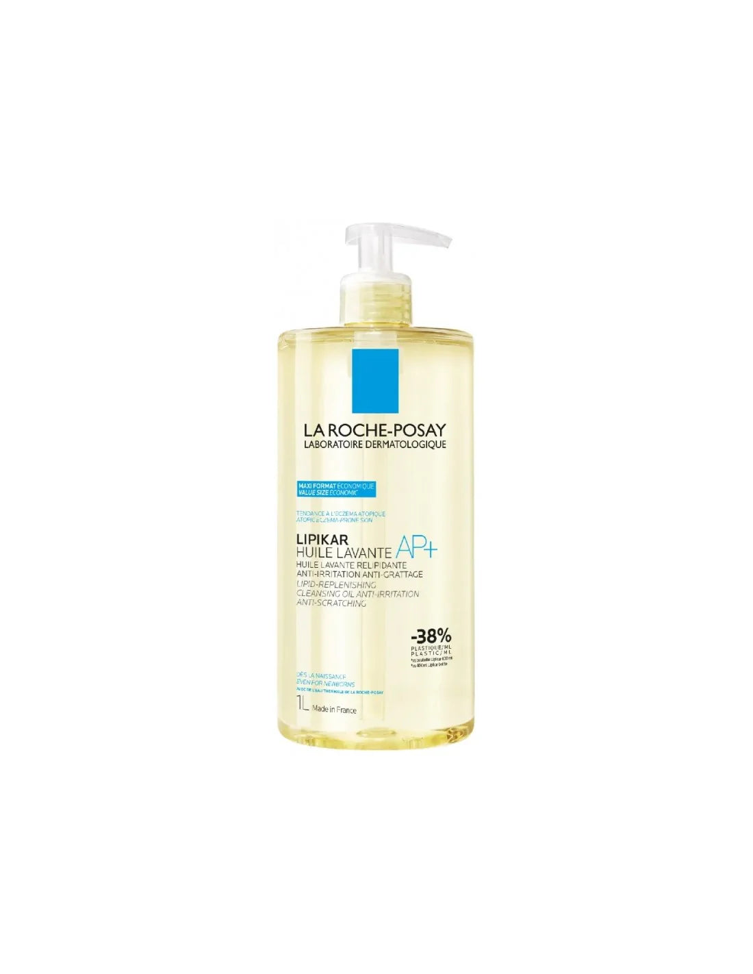 La Roche Posay Lipikar Aceite Lavante AP+ 1L con dosificador para pieles muy secas, sensibles y atópicas con tendencia al eczema