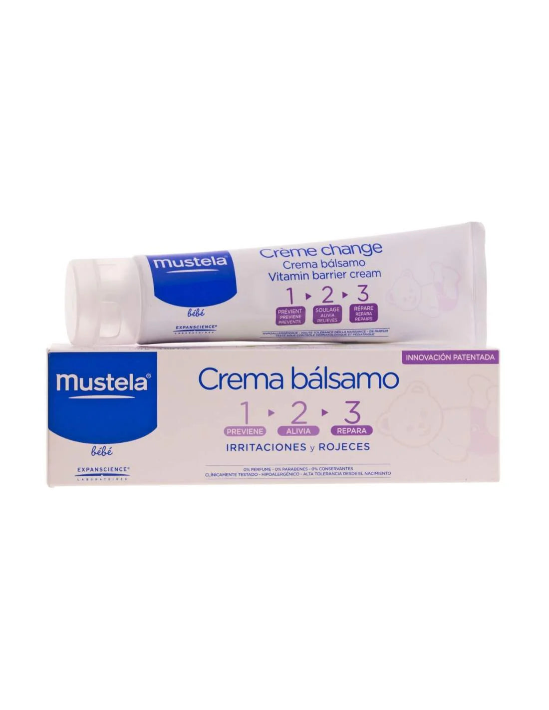 Mustela Crema Bálsamo 1 2 3 para la zona del pañal, previene y alivia irritaciones del bebé. Formato de 100ml.
