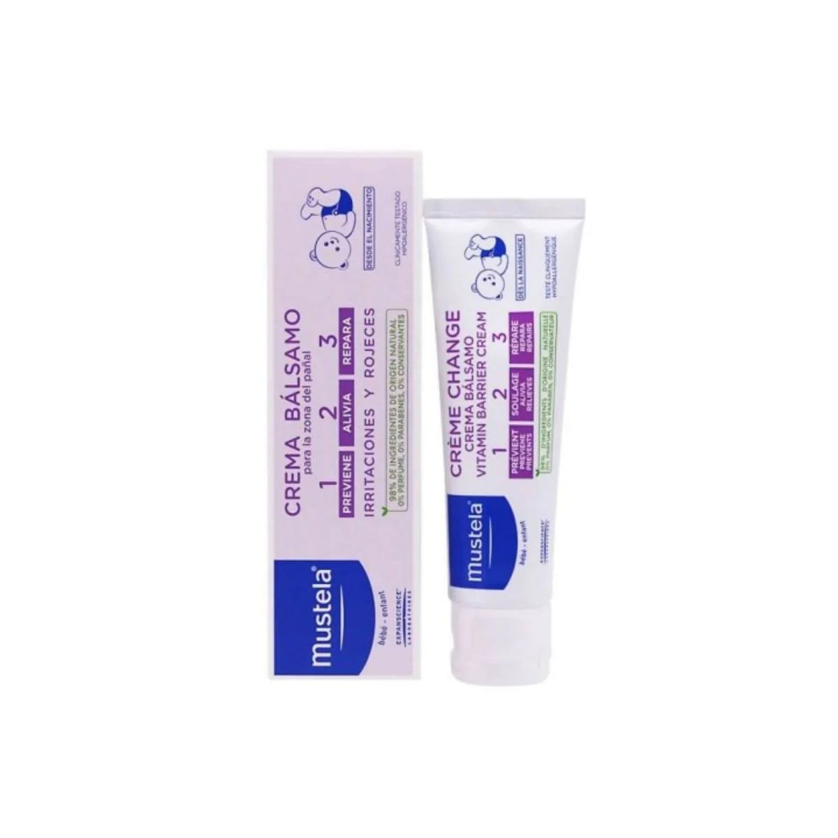 Mustela Crema Bálsamo 1 2 3 para la zona del pañal, previene y alivia irritaciones del bebé. Formato de 150ml.