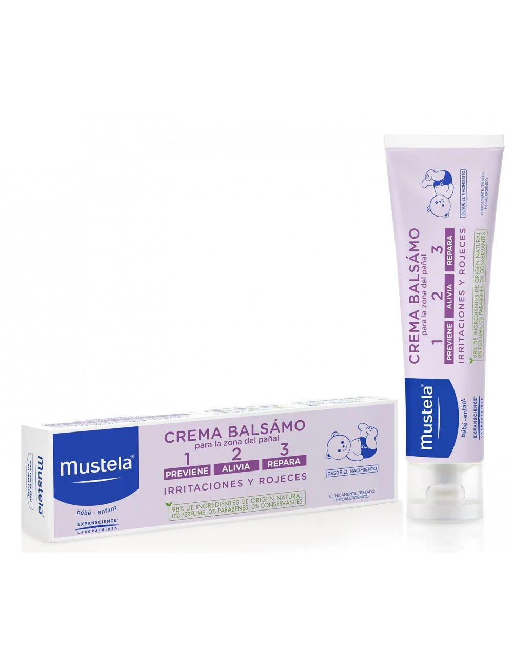 Mustela Crema Bálsamo 1 2 3 para la zona del pañal, previene y alivia irritaciones del bebé. Formato de 50ml.