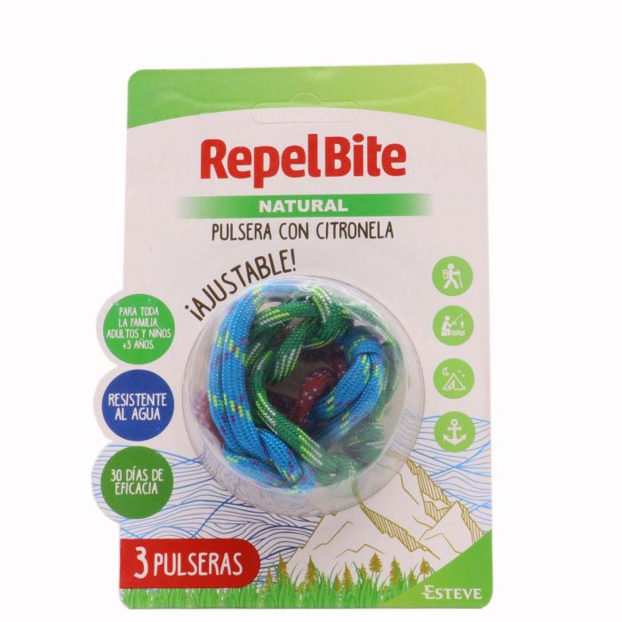 REPEL BITE NATURAL PULSERA DE CUERDA CON CITRONELA  3 UNIDAD
