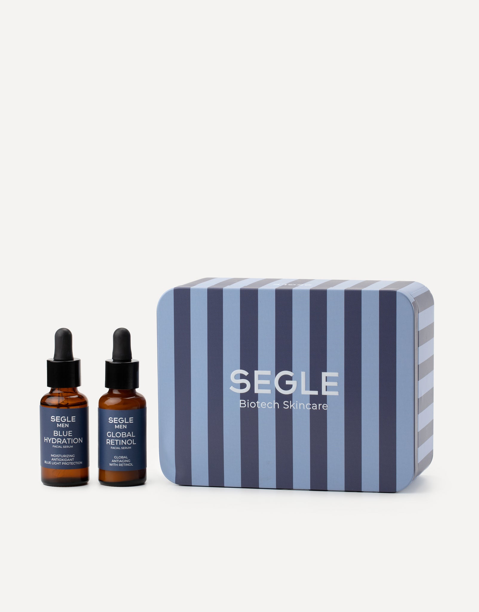 Pack Segle Men para hombre con Sérum Blue Hydration y Sérum Global Retinol para hidratar, reducir arrugas y controlar la grasa en todo tipo de piel.