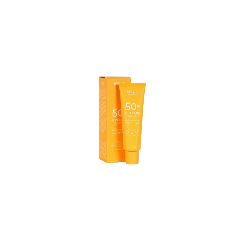 Protector solar facial Segle Sun Care Gel Crema SPF50+ para todo tipo de pieles, con acción antiedad y antioxidante. Formato de 50ml.