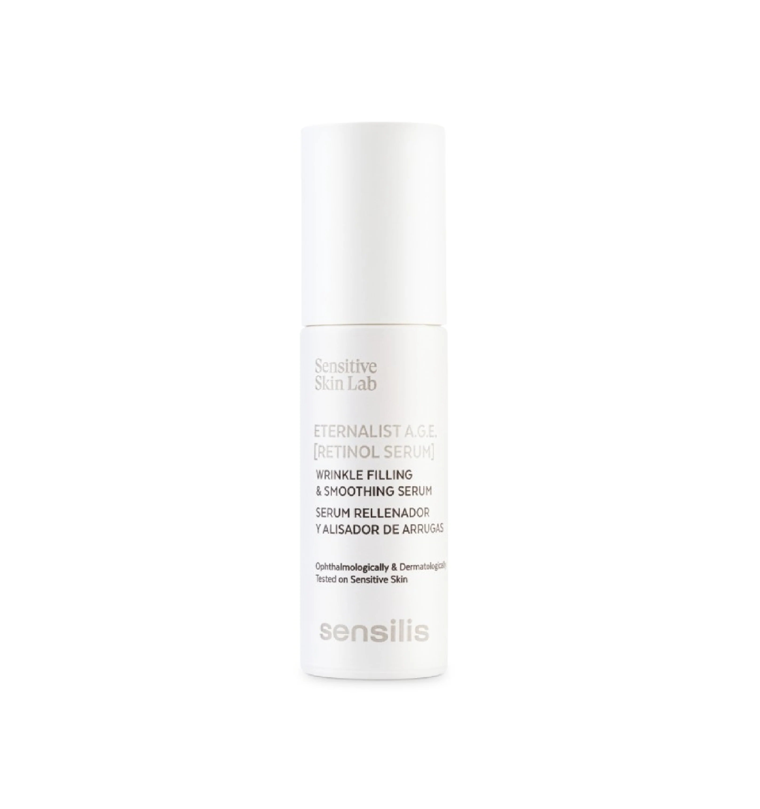 Sensilis Eternalist AGE Retinol Serum 30ml para arrugas profundas, firmeza y tono uniforme en pieles maduras sensibles.