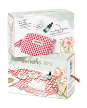 Caja del pack Sensilis Peptides AR con crema sorbete de 50 ml, sérum exfoliante Prep4+ Drops de 14 ml y neceser, tratamiento reafirmante y renovador para pieles sensibles.
