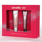 Caja del pack Sensilis Skin Glow con un tarro de 50 ml de Juicy Cream y un tubo de 15 ml de K Eyes, tratamiento iluminador y corrector de ojeras.