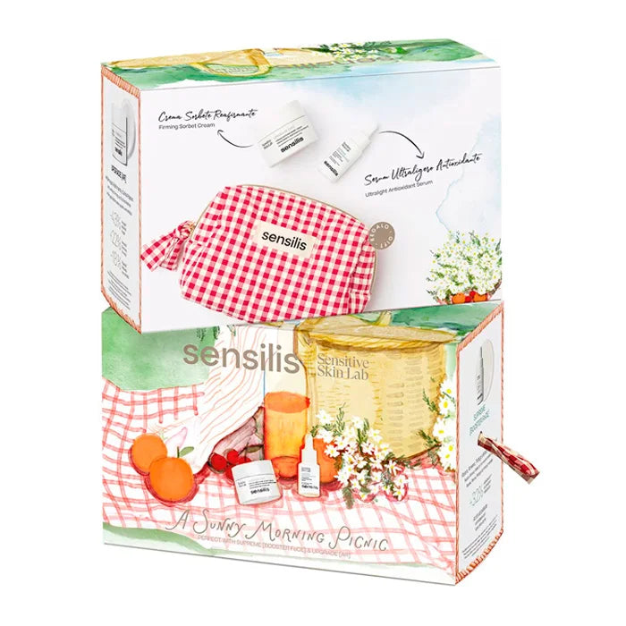 Caja del pack Sensilis Upgrade AR de 50 ml y Supreme Booster de 14 ml, tratamiento reafirmante y antioxidante para el cuidado de pieles sensibles.