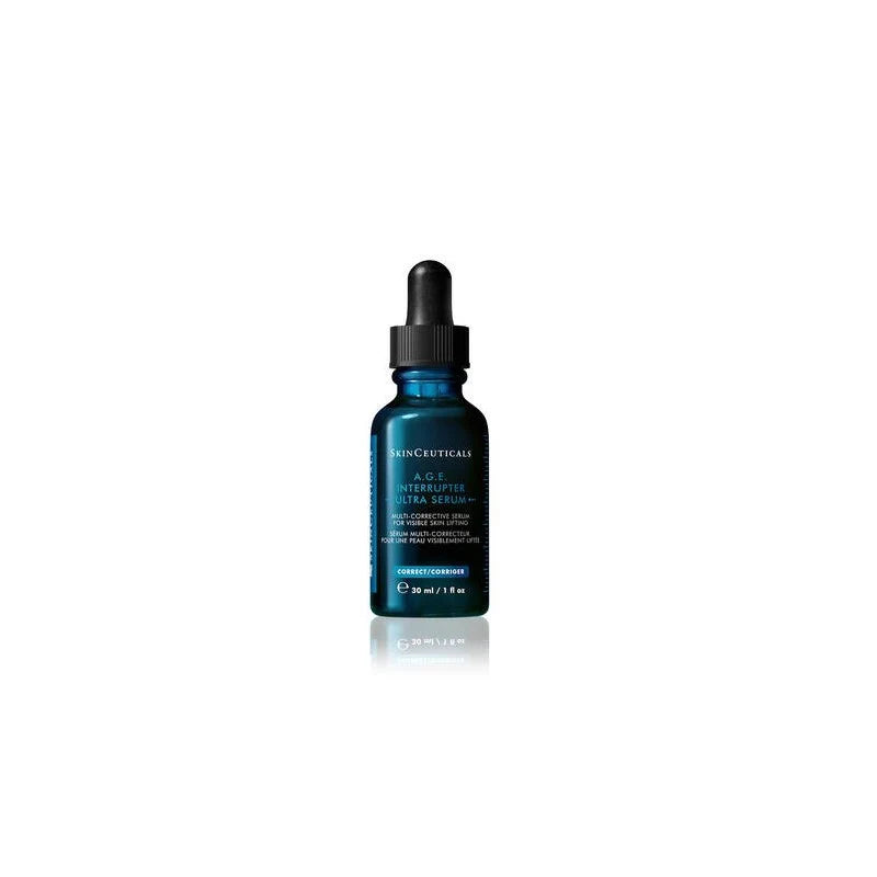Frasco de 30 ml de SkinCeuticals Age Interrupter Ultra Serum, tratamiento remodelador intensivo con 34,6% de Flavo-Proxylane para un efecto lifting.